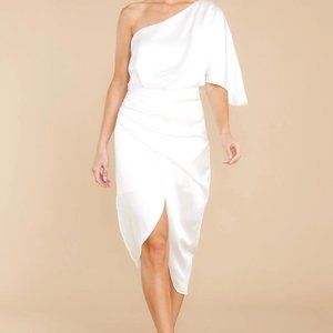 Do + Be white one shoulder dress satin size small OR medium